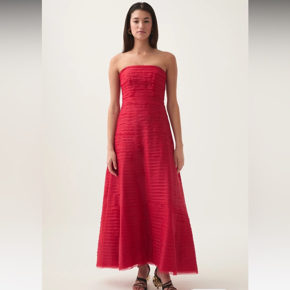 Aje Strapless Scarlet Dress